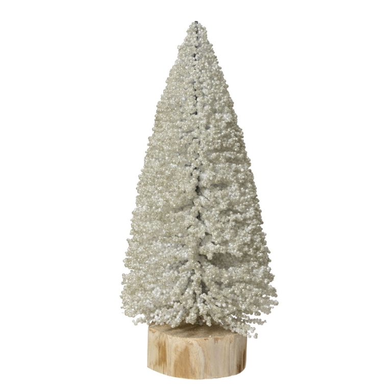 ALBERO MINI PERLE H24CM  D10CM BIANCO PERLA