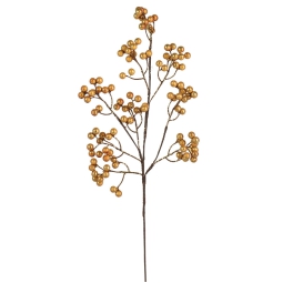 RAMO FIORE BACCHE H59CM  OCRA ORO
