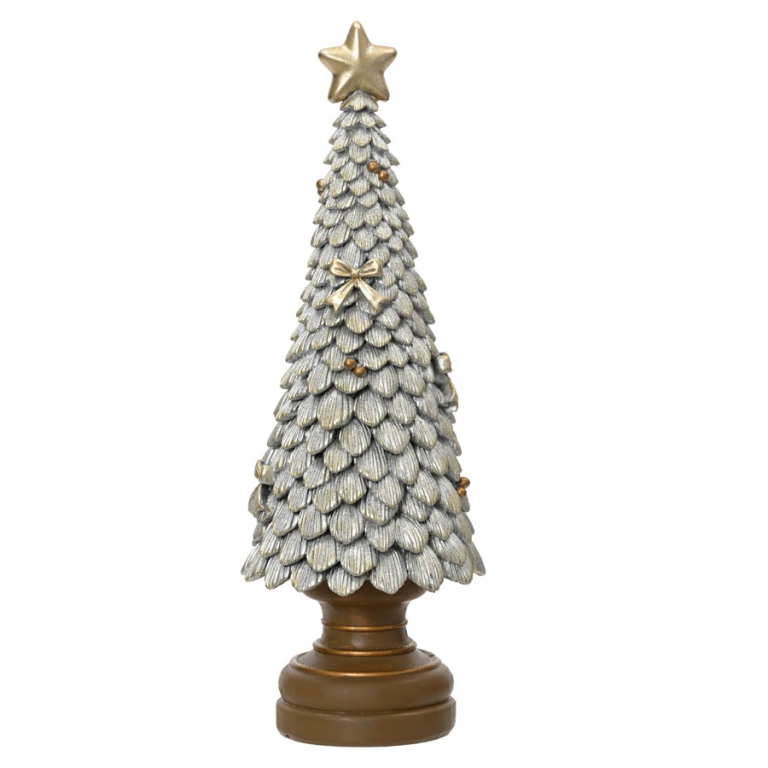 ALBERO H36CM ARGENTO GLITTER POLYRESINA