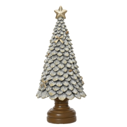 ALBERO H23CM ARGENTO GLITTER POLYRESINA
