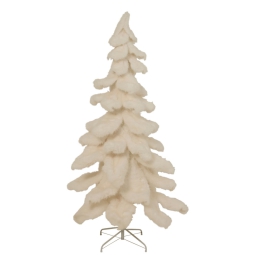 ALBERO H180CM BIANCO EFFETTO PELLICCIA BASE METALLIZZATO
