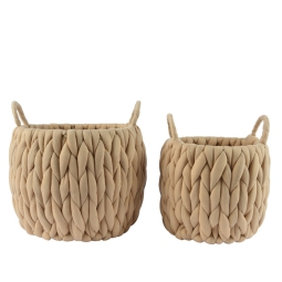 CESTINO TRAMA TRECCIA 2 PEZZI BEIGE