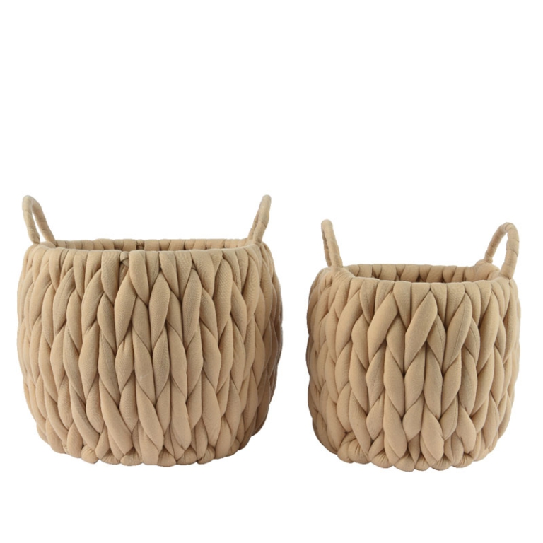 CESTINO TRAMA TRECCIA 2 PEZZI BEIGE