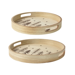 VASSOIO LEGNO 2 PEZZI XMAS   DECORO ALBERI