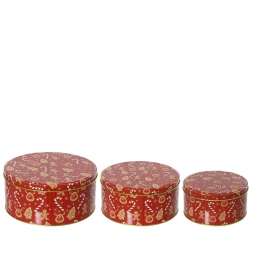 SCATOLA LATTA SET 3PZ ROSSA DECORO OMINO MARZAPANE