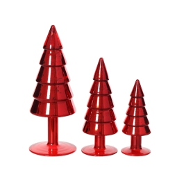 DECORO ALBERO VETRO ROSSO 3PZ