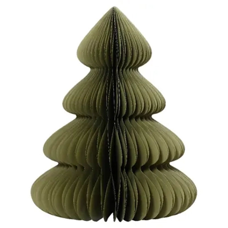 DECORO ALBERO H90CM CARTA VERDE OLIVA