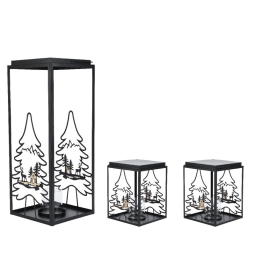 LANTERNA METALLO SET 3PZ DECORO ALBERO