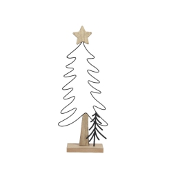 DECORO ALBERO METALLO    H43,50CM BASE LEGNO