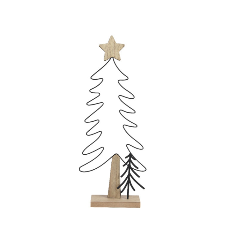 DECORO ALBERO METALLO    H43,50CM BASE LEGNO