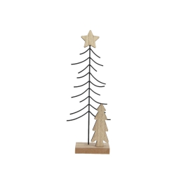 DECORO ALBERO METALLO    H30CM BASE LEGNO