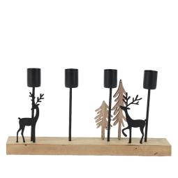 PORTACANDELE DECORO RENNA 18H13,50CM BASE LEGNO