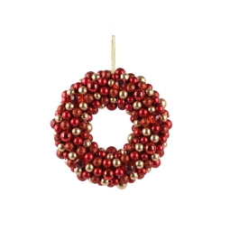 DECORO CORONA DA APPENDERE D25H5CM ROSSO E ORO