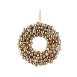 DECORO CORONA DA APPENDERE D25H5CM ORO E ARGENTO