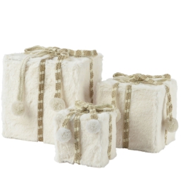 GIFTBOX BIANCO LANA SET 3PZ EFFETTO PELLICCIA