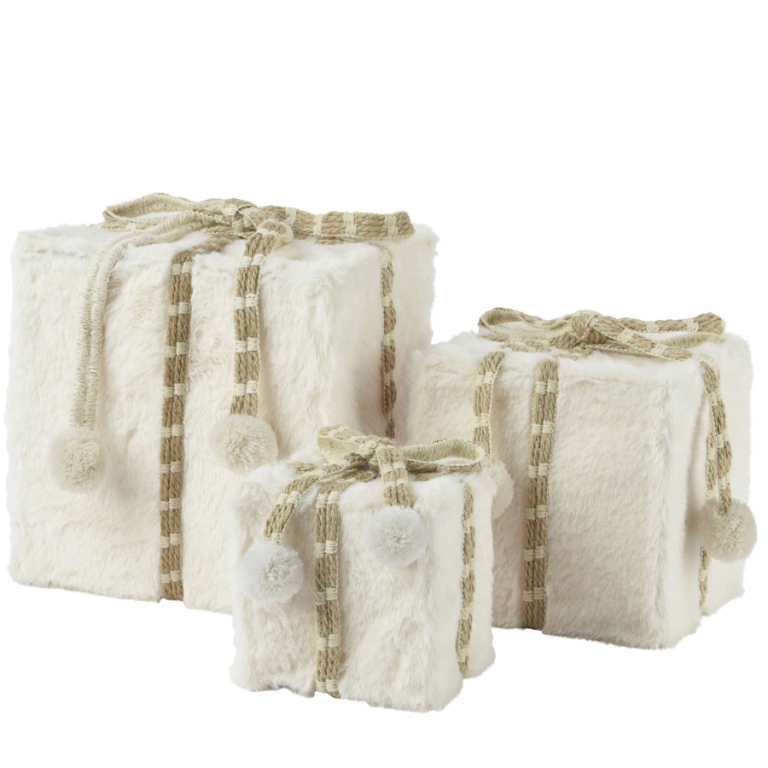 GIFTBOX BIANCO LANA SET 3PZ EFFETTO PELLICCIA