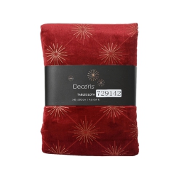 COPERTA 140X240CM ROSSA  DECORI DORATI