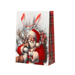 SHOPPER 12X30H42CM BABBO NATALE DECORO SCOZZESE