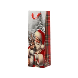 SHOPPER BOTTIGLIA 10X12H36CM BABBO NATALE
