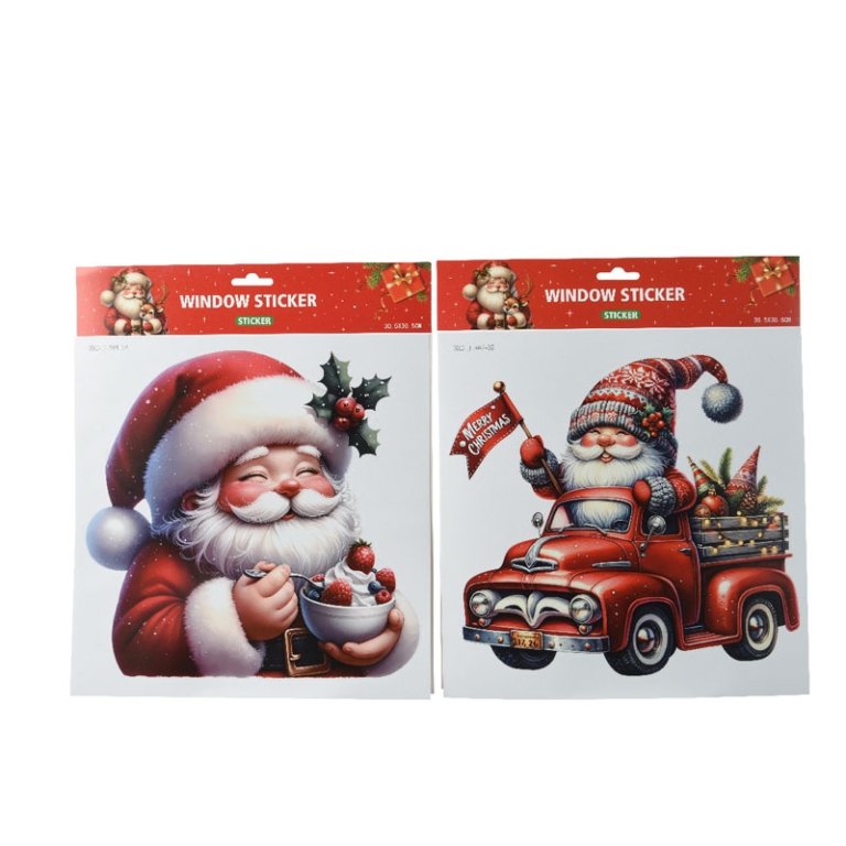VETROFANIA BABBO NATALE  FUNNY 30,5CM SOGGETTI ASSORTITI