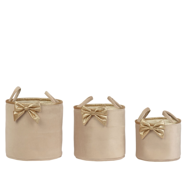 CESTO VELLUTO SET 3PZ    PERLA 2
