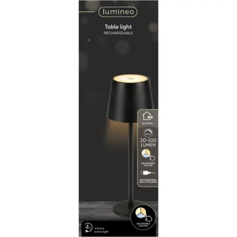LAMPADA DA TAVOLO RICARICABILE NERA 3