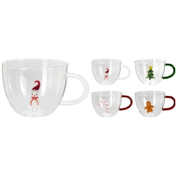 TAZZINA VETRO CON DECORO 8PZ SOGGETTI ASSORTITI