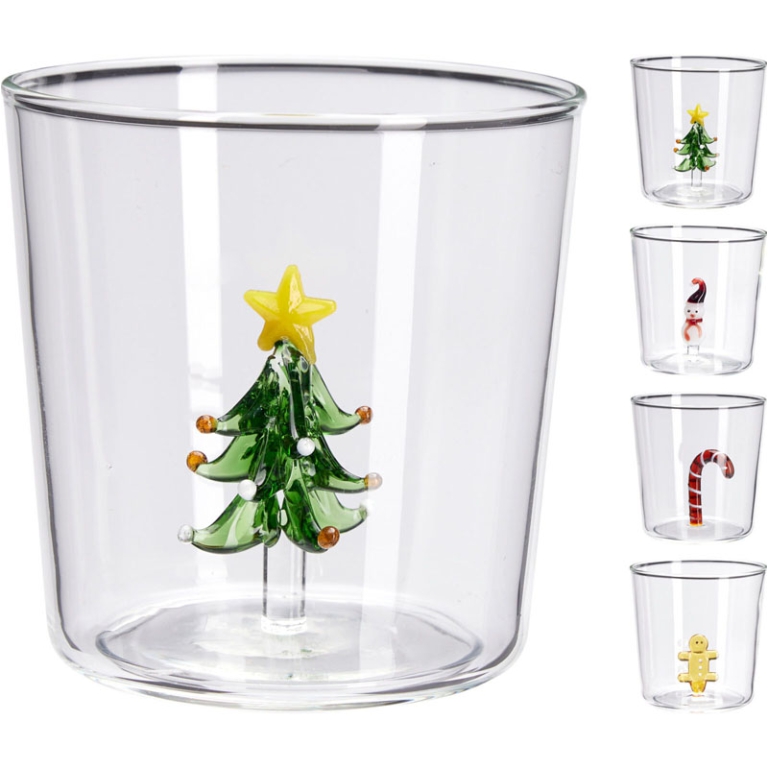 BICCHIERE VETRO 350ML 8PZ DECORAZIONI ASSORTITE
