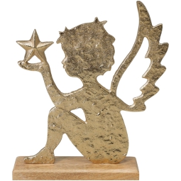 DECORO ANGELO H16CM BASE LEGNO COLOR ORO