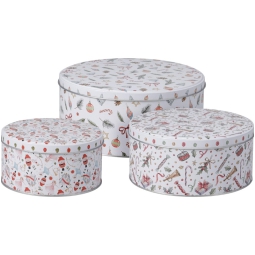 SCATOLA BISCOTTI SET 3PZ DECORO NATALIZIO