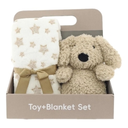 GIFTBOX COPERTA E PELUCHE CAGNOLINO BEIGE