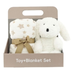 GIFTBOX COPERTA E PELUCHE CAGNOLINO BIANCO
