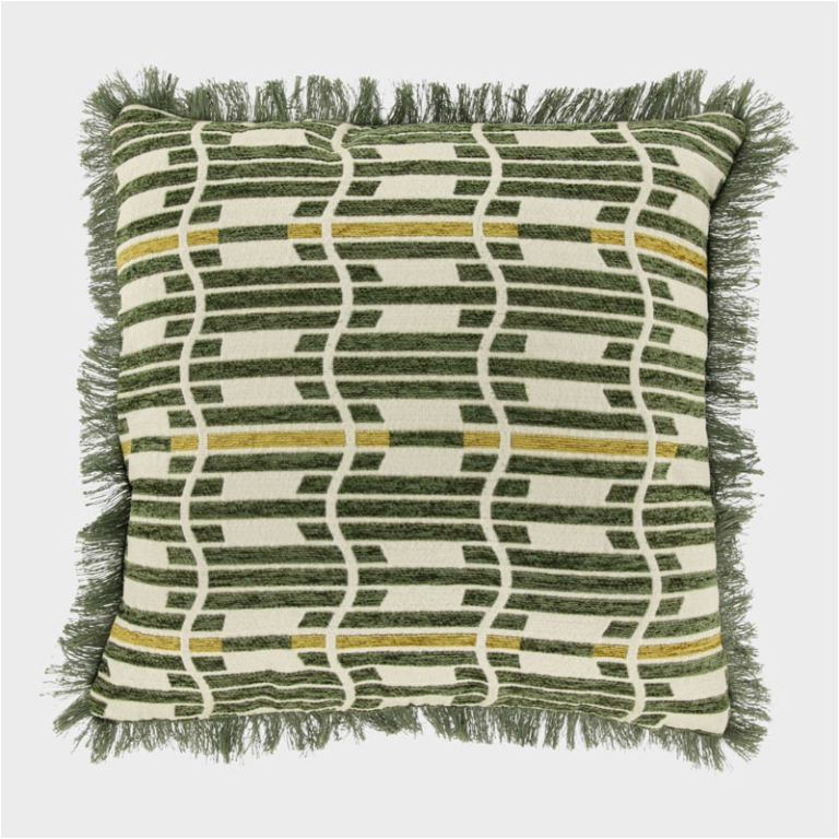 CUSCINO 45X45CM VERDE CHIARO DETTAGLI GEOMETRICI