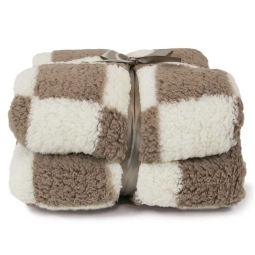COPERTA 150X200CM SCHACCHI BIANCHI E BEIGE