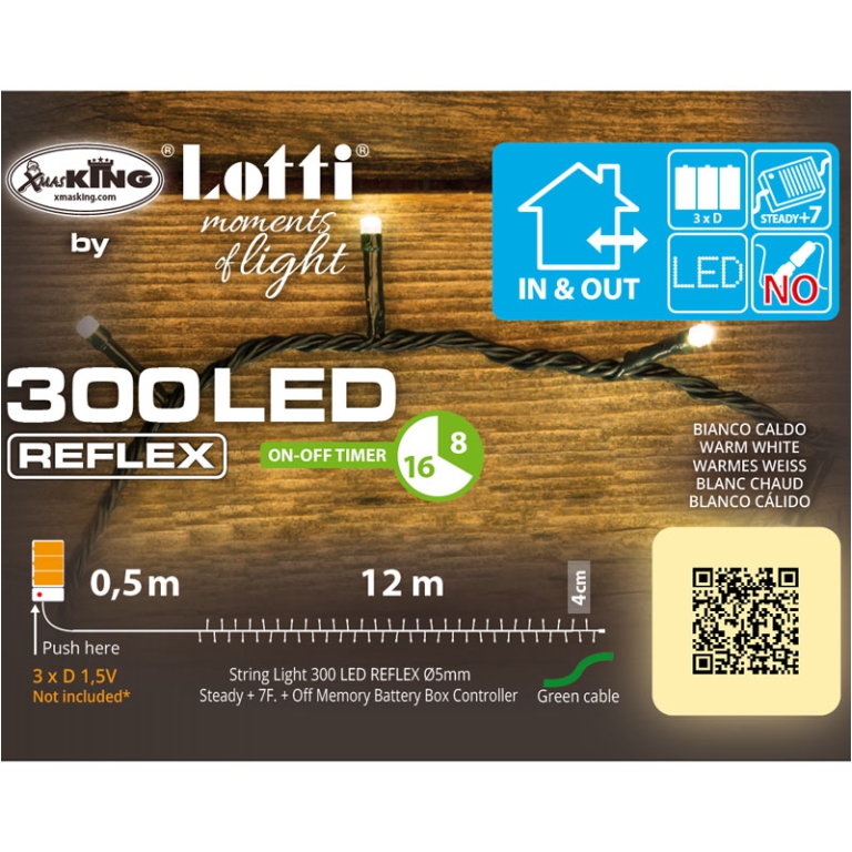 LUMINARIA 300 LED 12MT BIANCO CALDO BATTERIA ESTERNO 3