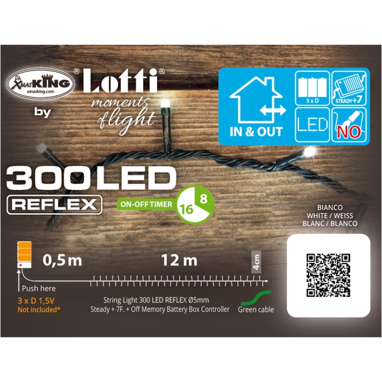 LUMINARIA 300 LED 12MT BIANCO FREDDO BATTERIA ESTERNO 3