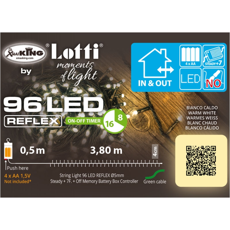 LUMINARIA 96 LED 3,8MT BIANCO CALDO BATTERIA ESTERNO 3