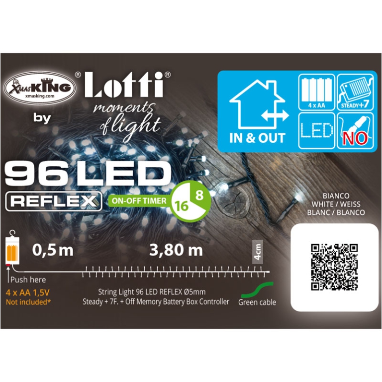 LUMINARIA 96 LED 3,8MT BIANCO FREDDO BATTERIA ESTERNO 3