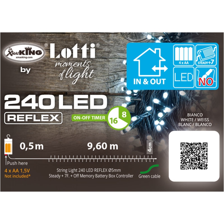 LUMINARIA 240 LED 9,6MT BIANCO FREDDO BATTERIA ESTERN 3