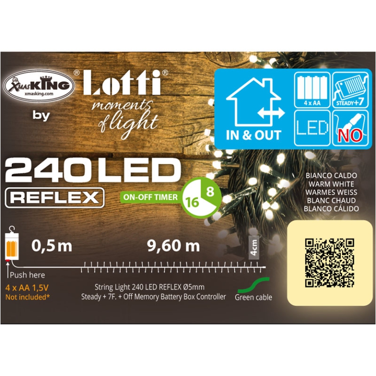LUMINARIA 240 LED 0,5+9,6MT BIANCO CALDO BATTERIA 3