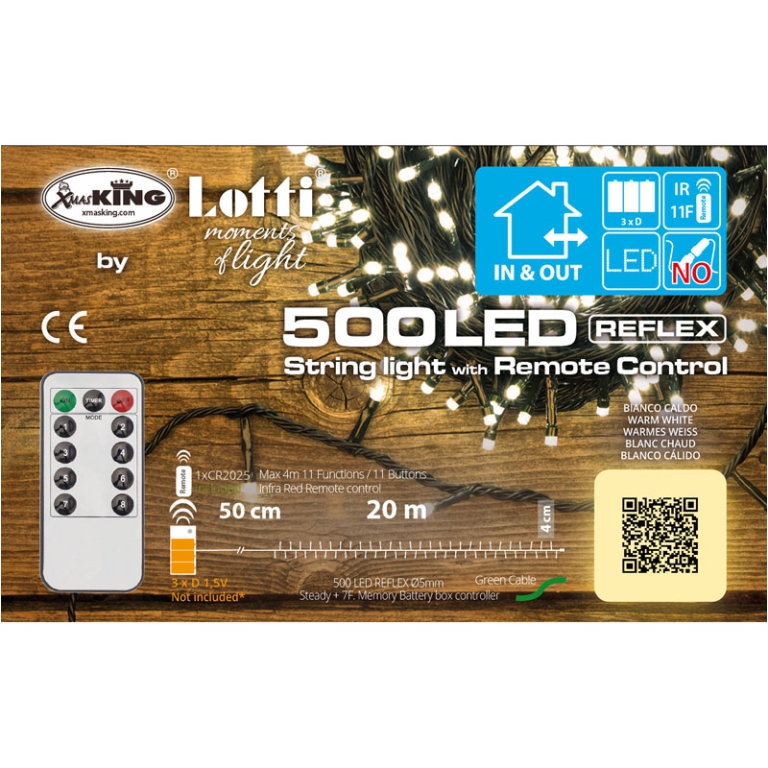 LUMINARIA 500 LED 20MT BIANCO CALDO BATTERIA ESTERNO 3