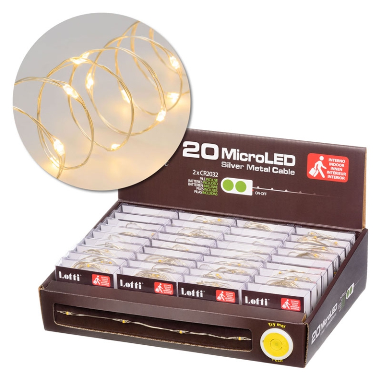 LUMINARIA 20 MICROLED 2M BIANCO CALDO A BATTERIA 3