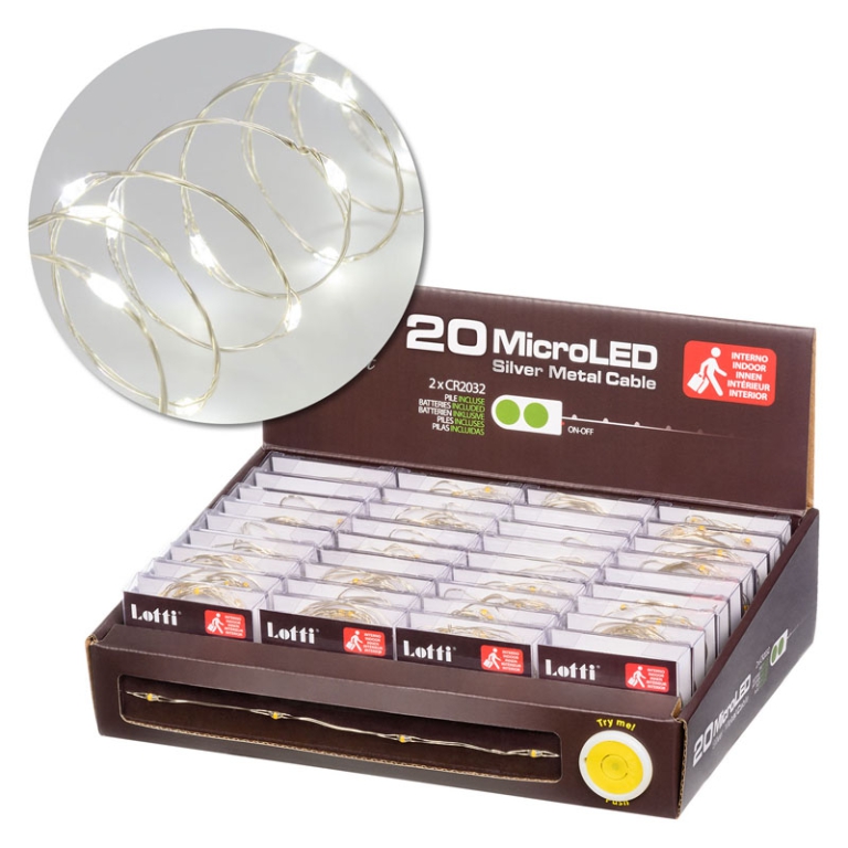 LUMINARIA 20 MICROLED 2M BIANCO FREDDO A BATTERIA 5