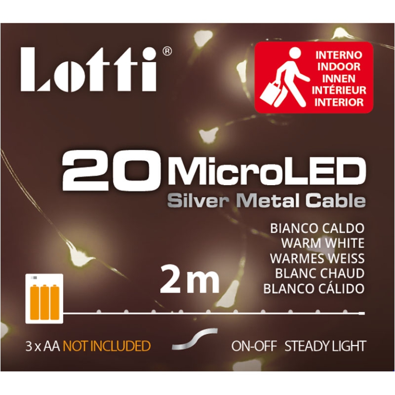 LUMINARIA 20 MICROLED 2M BIANCO CALDO A BATTERIA 3