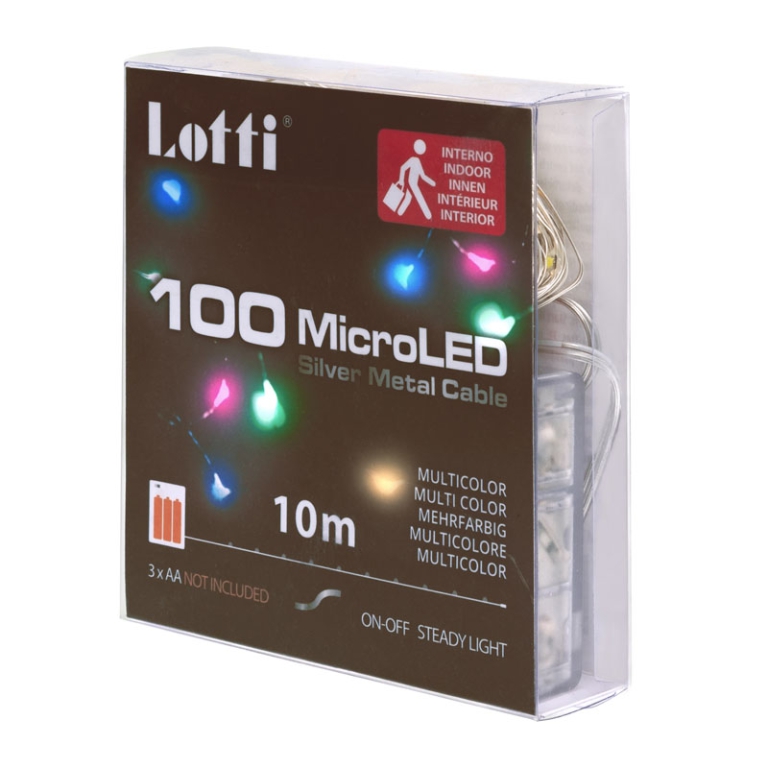 LUMINARIA MICROLED 100L MULTICOLORE L10MT BATTERIA 2