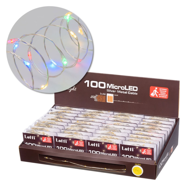 LUMINARIA MICROLED 100L MULTICOLORE L10MT BATTERIA 3