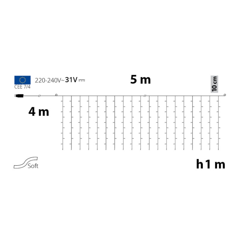 LUMINARIA 500 LED 5MT    H1MT BIANCO CALDO TENDA 5