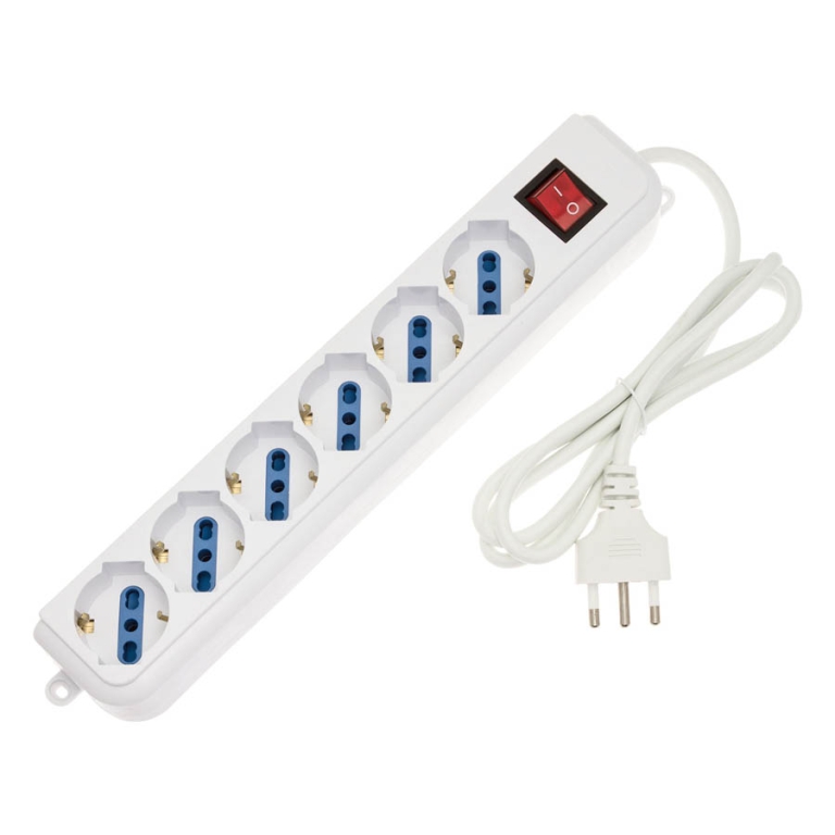 CIABATTA 6 POSTI SCHUKO  BIANCA CON INTERRUTTORE