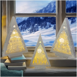 DECORO PAESAGGIO EFFETTO 3D LED ALBERO SOGGETTI ASSORTITI