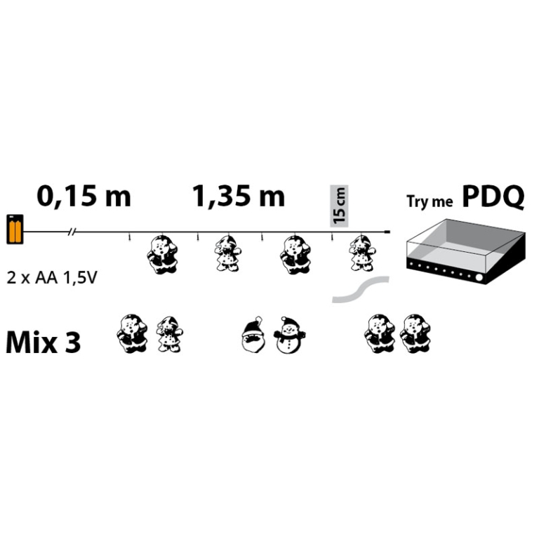 LUMINARIA 10 LED 1,5MT SANTA KLAUS CATENA BATTERIA 3